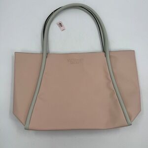 Victoria's Secret Tote Bag Purse Handbag Pink Gray‎ Trim New with Tags